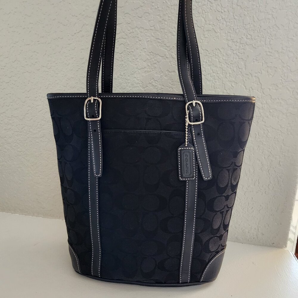 Like New Vintage Signature C's Black Jacquar & Leather